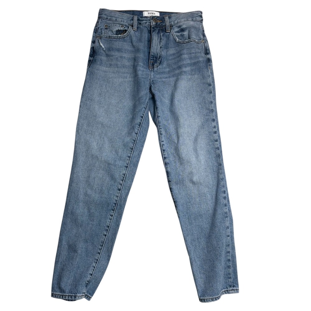 PISTOLA Womens Audrey Jeans Size 26 High Rise Slim Straight Distressed Med‎ Wash